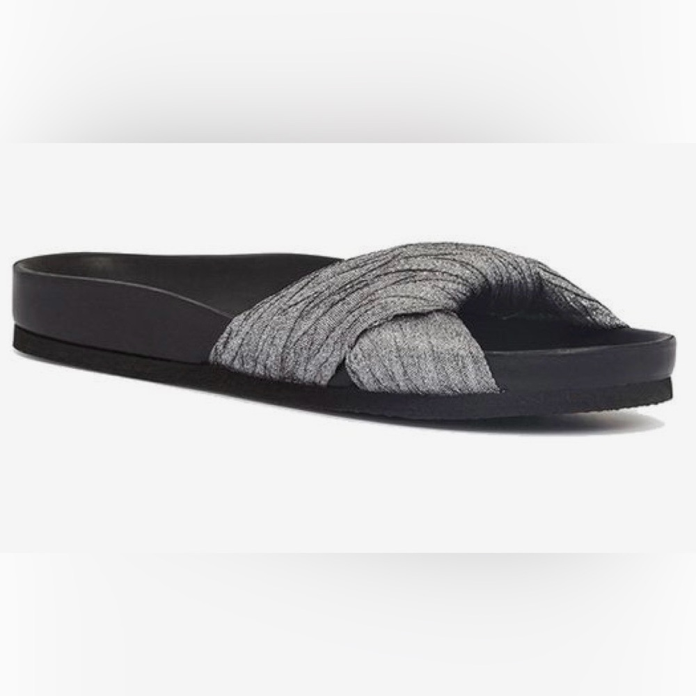 Silver Twist Strap Women's Slide Sandal
